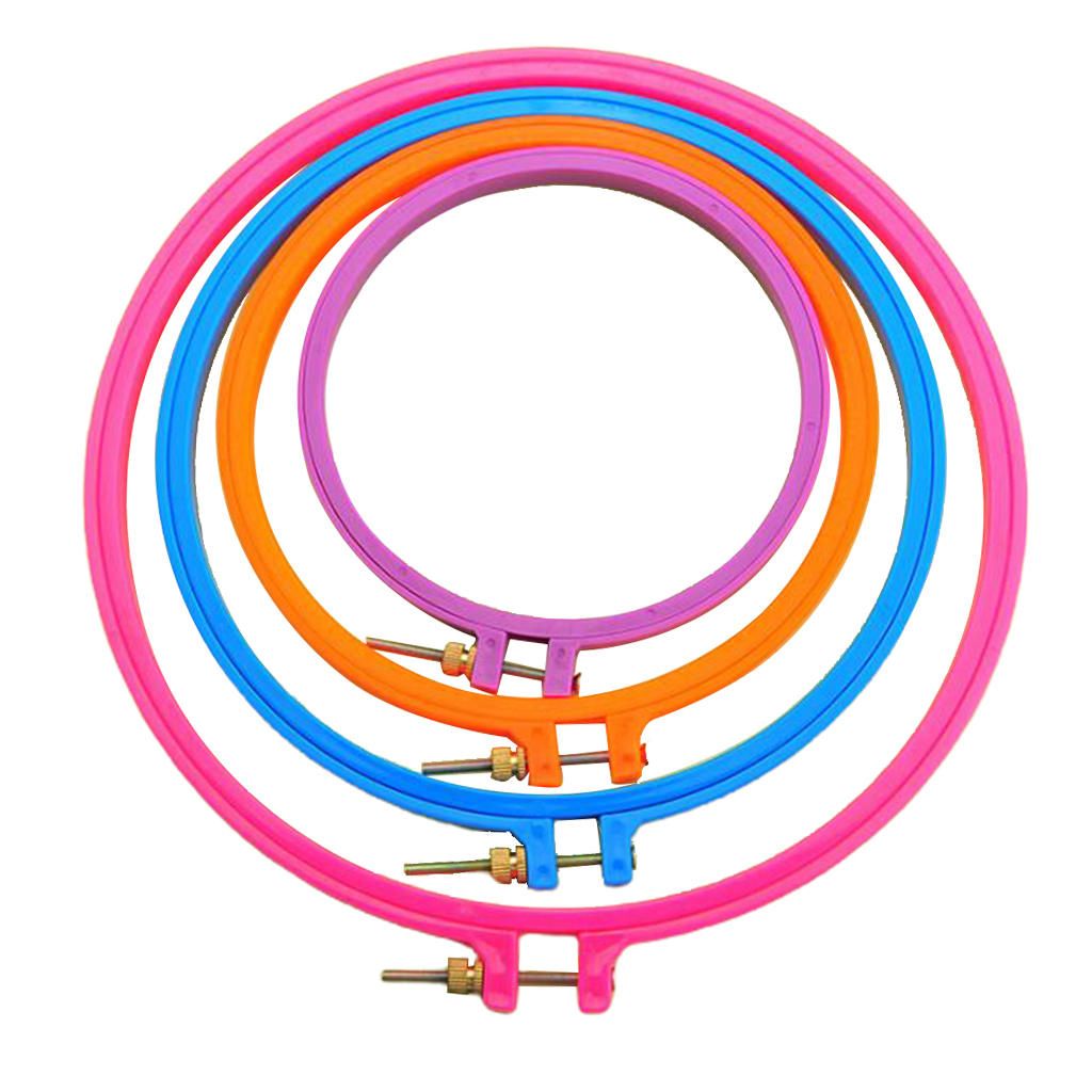 4Pcs Embroidery Hoops Plastic Circle Cross Stitch Hoop Ring Set For