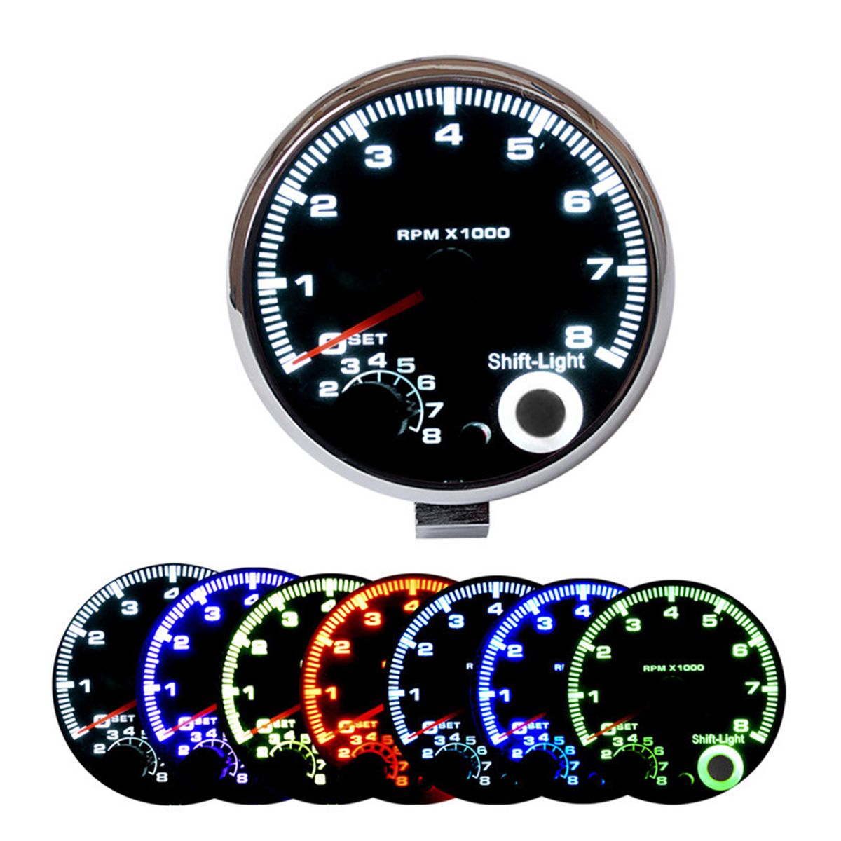 7 Led Colors Background Light 3.75'' Car Universal Black