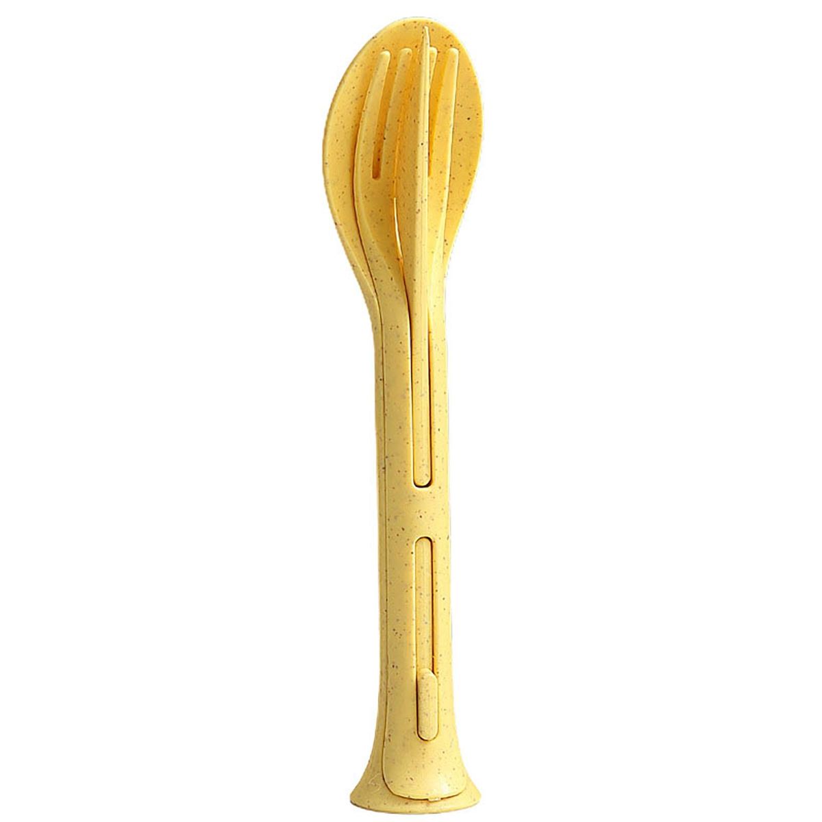 Safe Plastic Cutlery Portable 3-in-1 Travel Cutlery Set Japan for Home Yellow