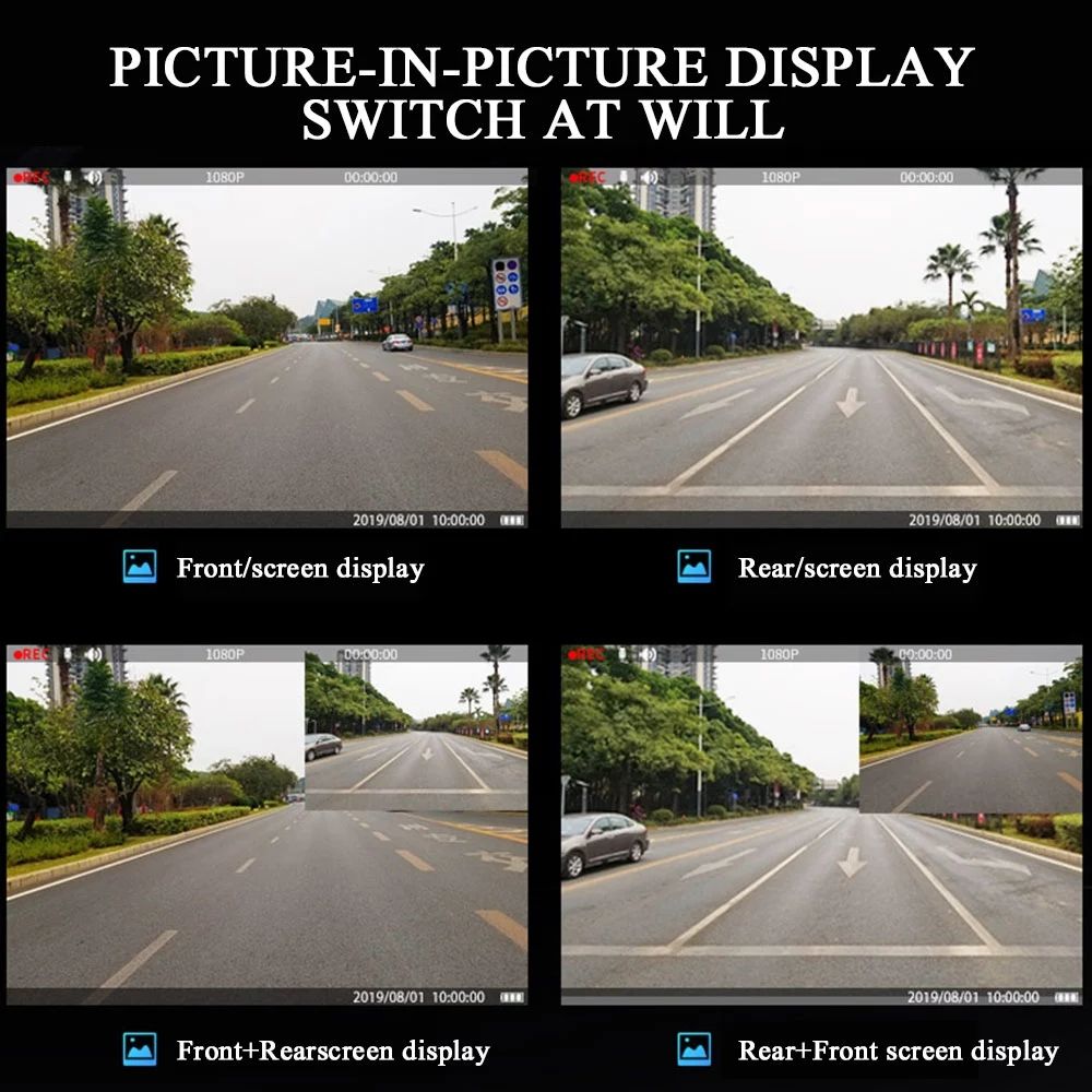 4.3in Car Dvrs Video Recorder Dash Cam Full HD 1080P Mirror Cam Car Dvr Camera Loop Recording Motion Tracking