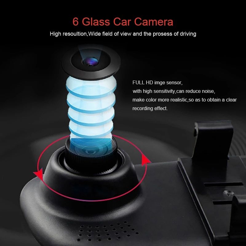 4.3in Car Dvrs Video Recorder Dash Cam Full HD 1080P Mirror Cam Car Dvr Camera Loop Recording Motion Tracking