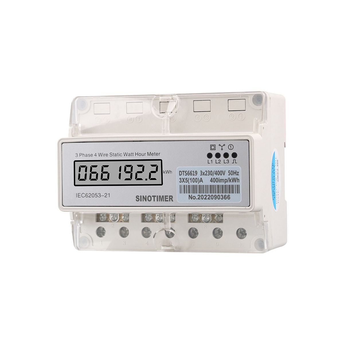 Din Rail Three Phase 4 Wires Electricity Meter Digital Wattmeter Electric Consumption Meter KWH 100A Watt Power Meter