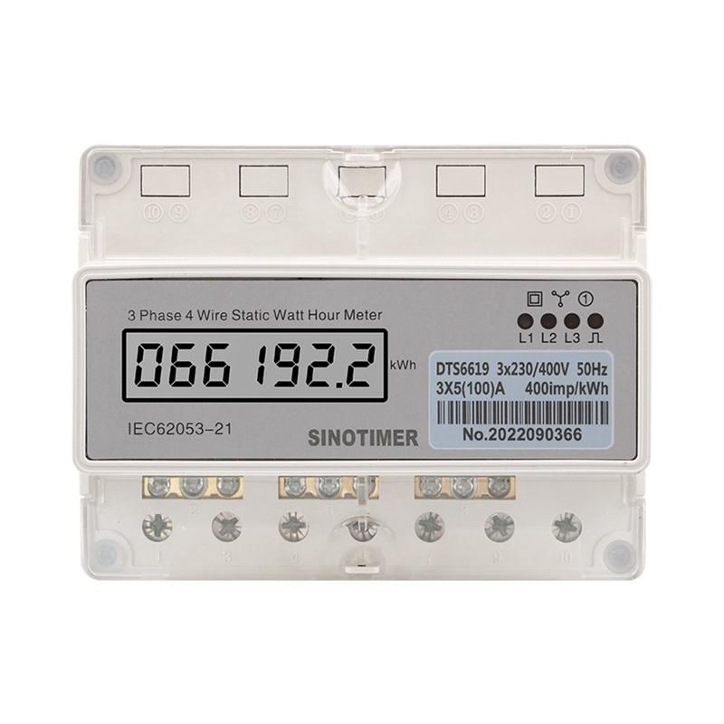 Din Rail Three Phase 4 Wires Electricity Meter Digital Wattmeter Electric Consumption Meter KWH 100A Watt Power Meter