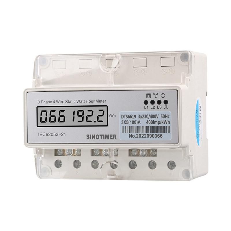 Din Rail Three Phase 4 Wires Electricity Meter Digital Wattmeter Electric Consumption Meter KWH 100A Watt Power Meter