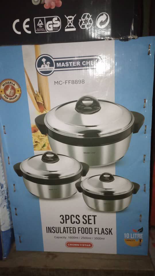 3pcs Insulated Food Flasks Casserol Pot