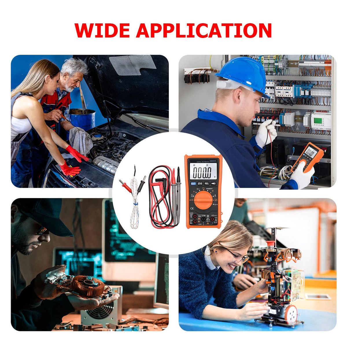 Smart Digital Multimeter 6000 Counts True RMS Auto-ranging LCD Backlight Electrical Tester Voltmeter Ammeter Temperature Measuring Multifunction AC DC Voltage Current Live Wire Resistance Capacitance Continuity Diode Testing