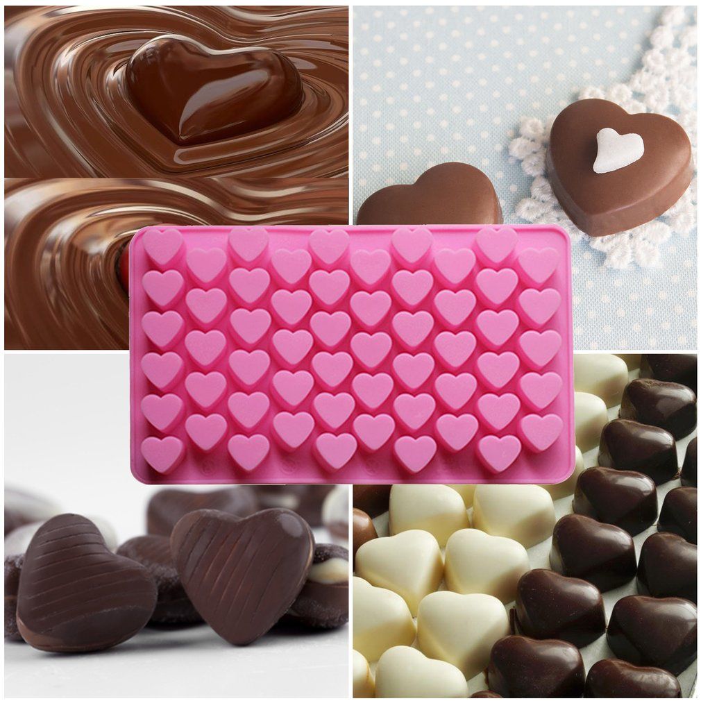 DIY 55 Holes Heart Shape Soft Silicone Cake Mold Chocolate Baking Mould