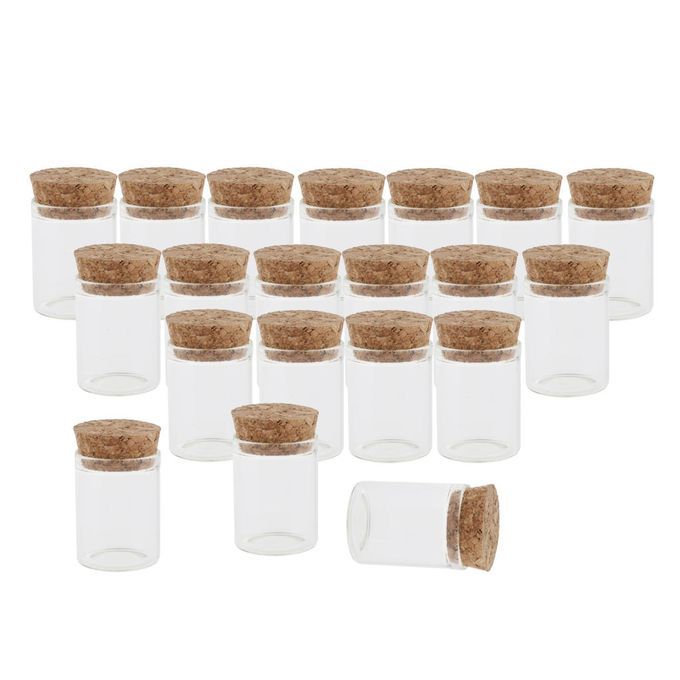 20Pcs Clear 15ml Glass Cork Jars Essential Oil Sample DIY Decorative