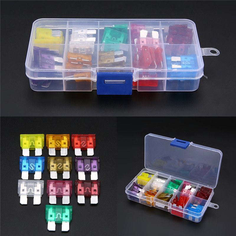 50pcs Blade Fuse 32V Assortment Kit 3A~40A+Box For