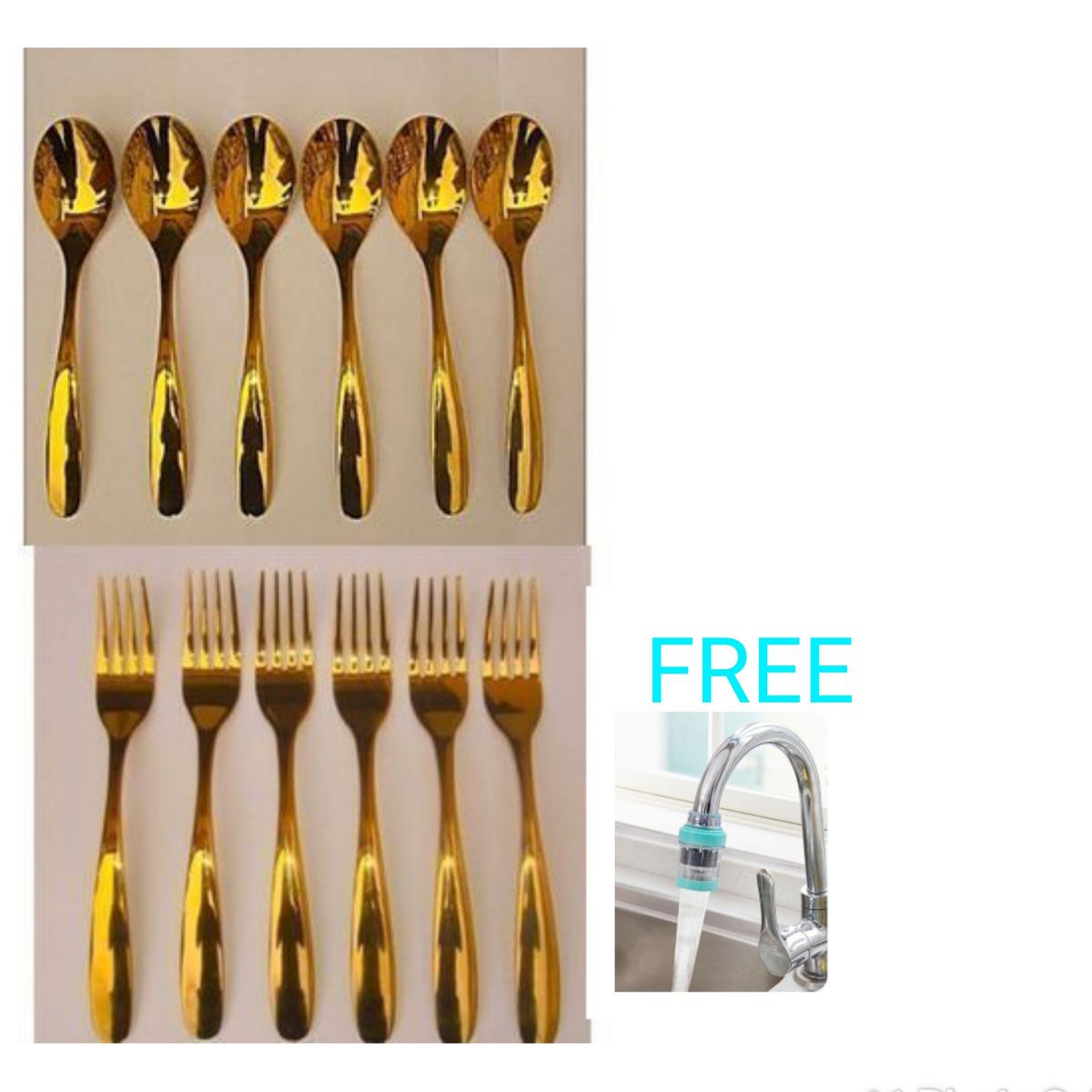 Gold Dinning Cutlery Set 12 Pieces And  Water Purifier