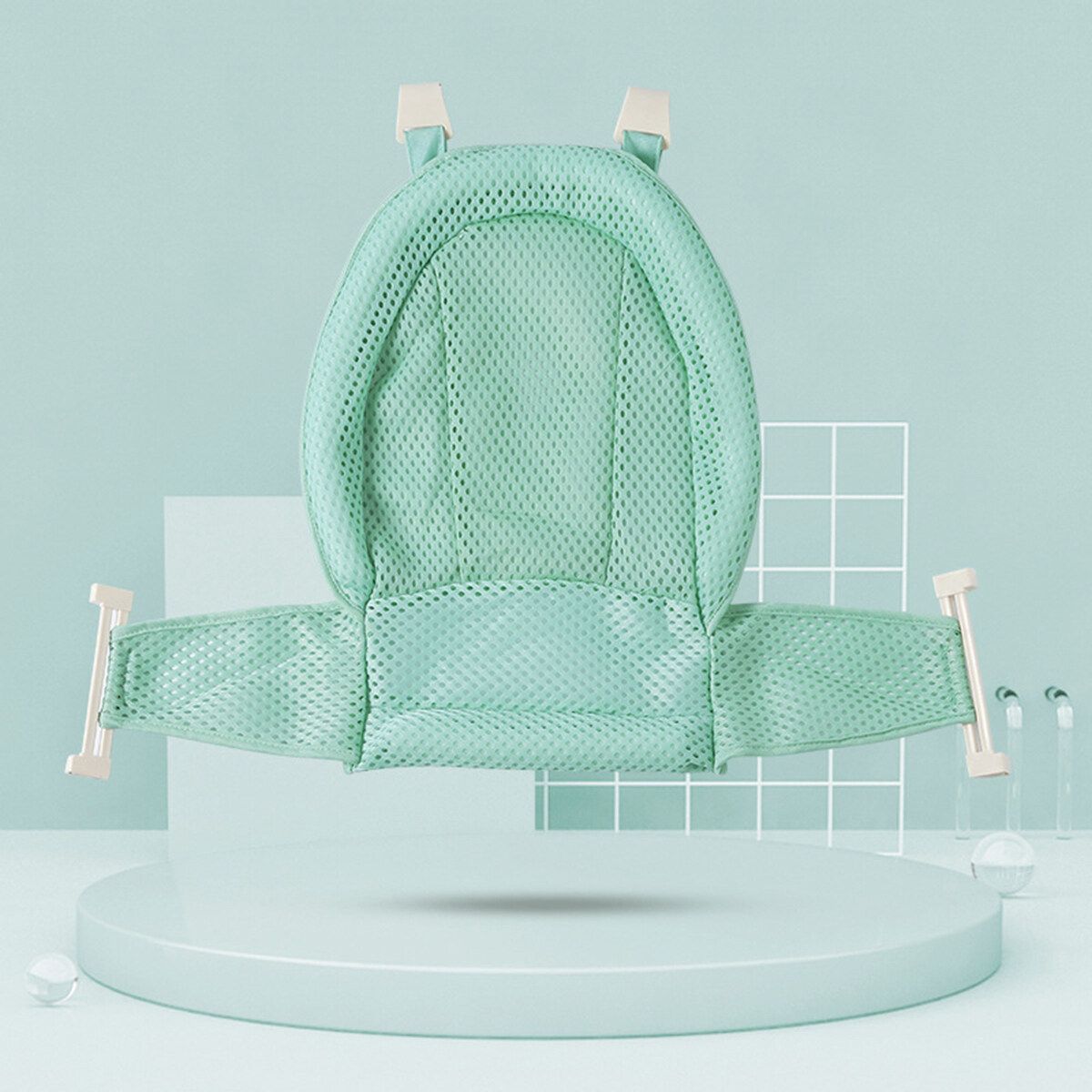 Adjustable Baby Bath Seat Safety Bathtub Bathing Shower Fold Net Cradle 4-Green