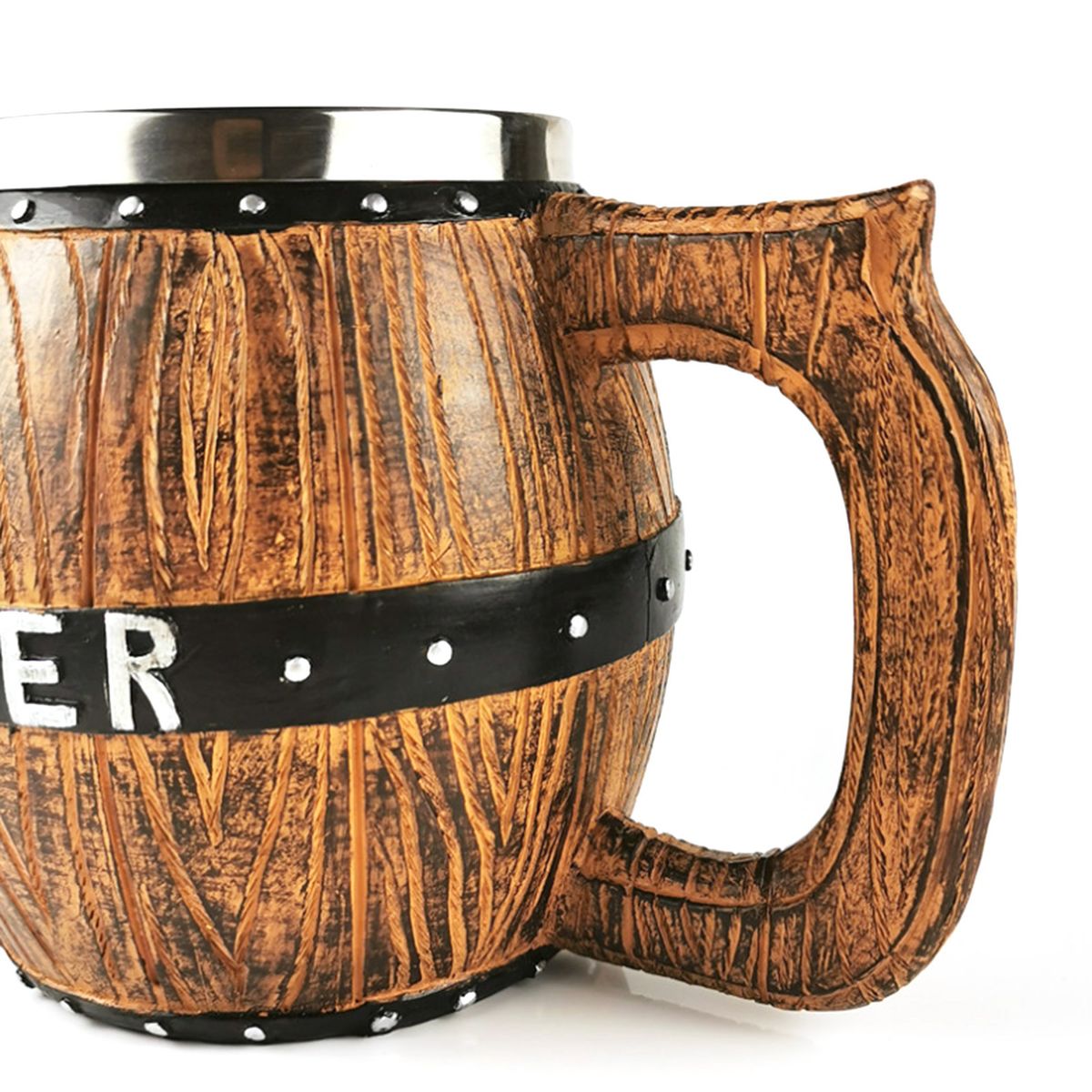 Stainless Steel Wooden Barrel Beer Mug Large Capacity Beer