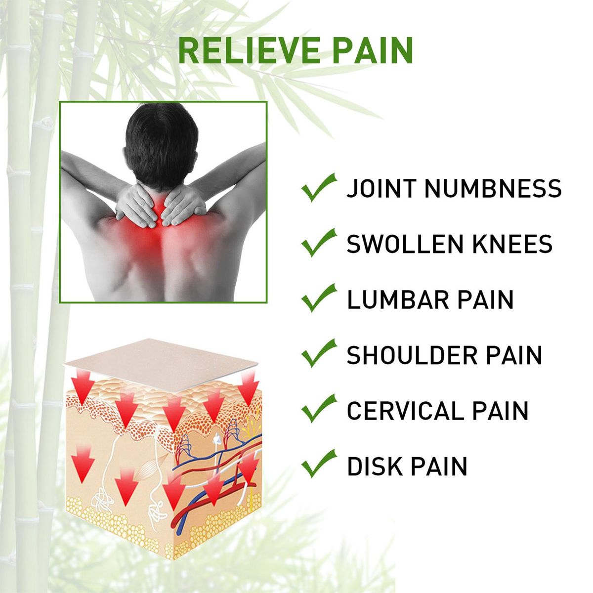 24Pcs Pain Relieving Patches for Back Knee Neck Shoulder Joint Body Pain Relief Non-woven Fabric Natural Plant Back Shoulder Neck Knee Patches