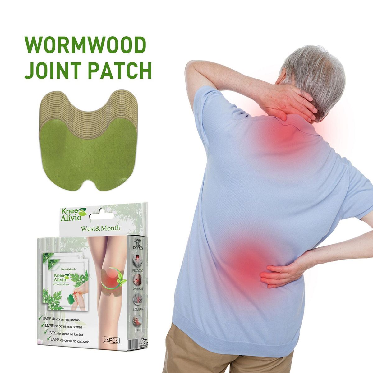 24Pcs Pain Relieving Patches for Back Knee Neck Shoulder Joint Body Pain Relief Non-woven Fabric Natural Plant Back Shoulder Neck Knee Patches