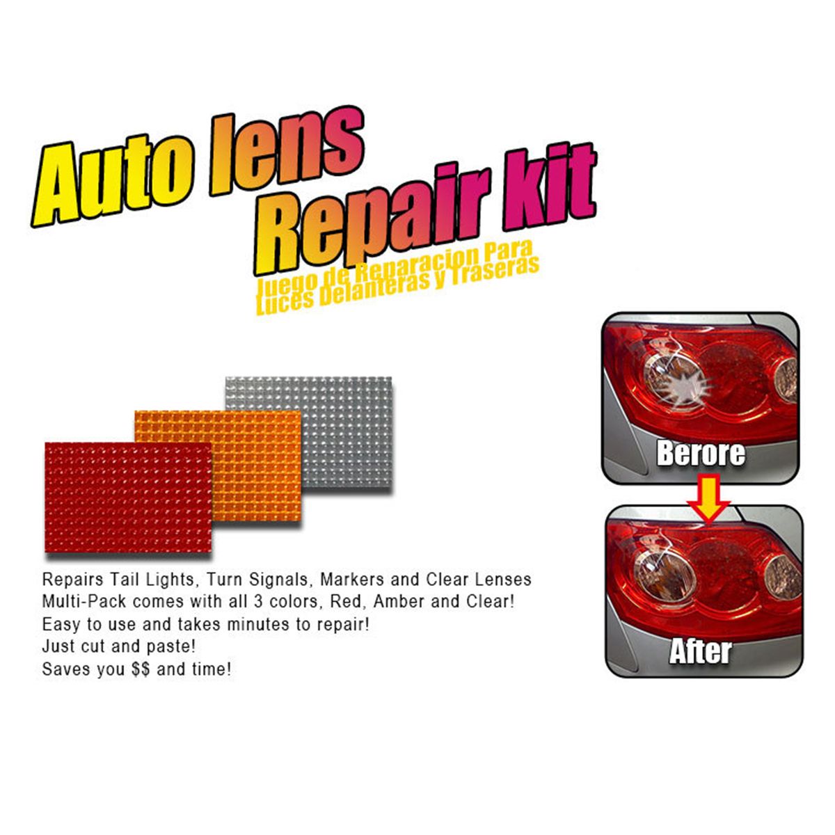 3Pcs Car Lights Crack Restore Films Auto Lens Restore Kit 3