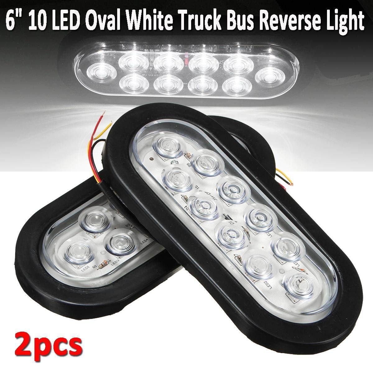 2Pcs 6inch 10 LED Oval White Truck Trailer Bus Stop/Turn/Tail Light Waterproof