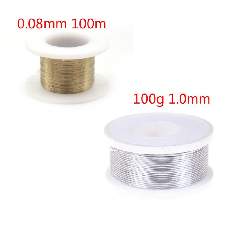 100g 1.0mm Tin Lead Solder Wire Rosin Core Soldering/0.08mm 100M Golden Molybdenum Wire Cutting Line LCD Cutting Glass