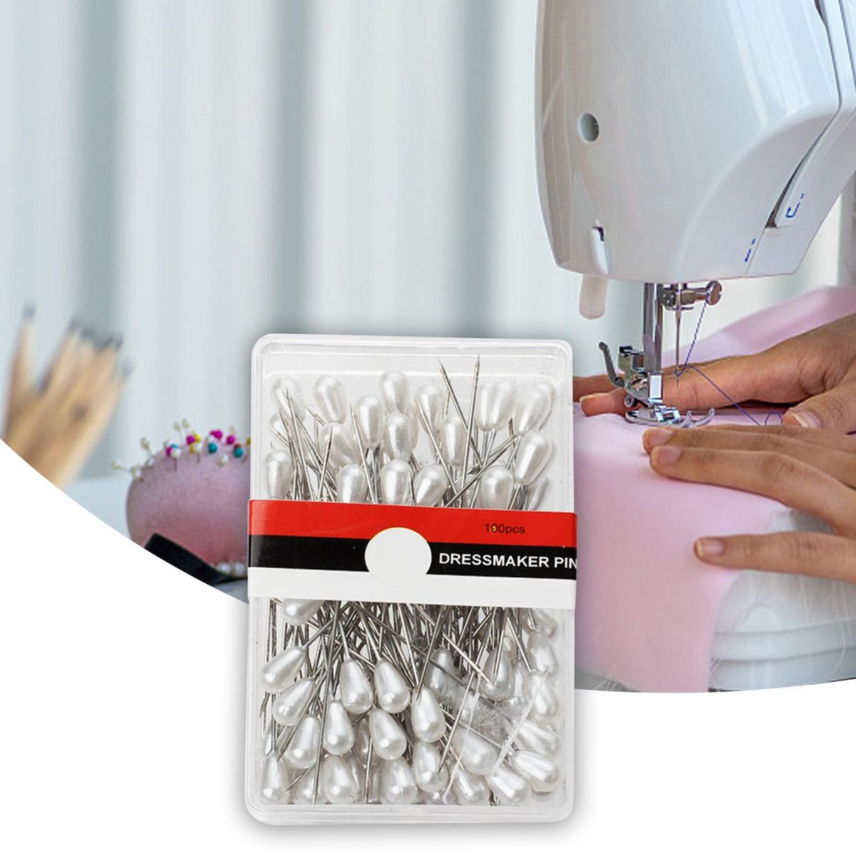 1500x Sewing Pins Tools Pearl Straight Pins For White