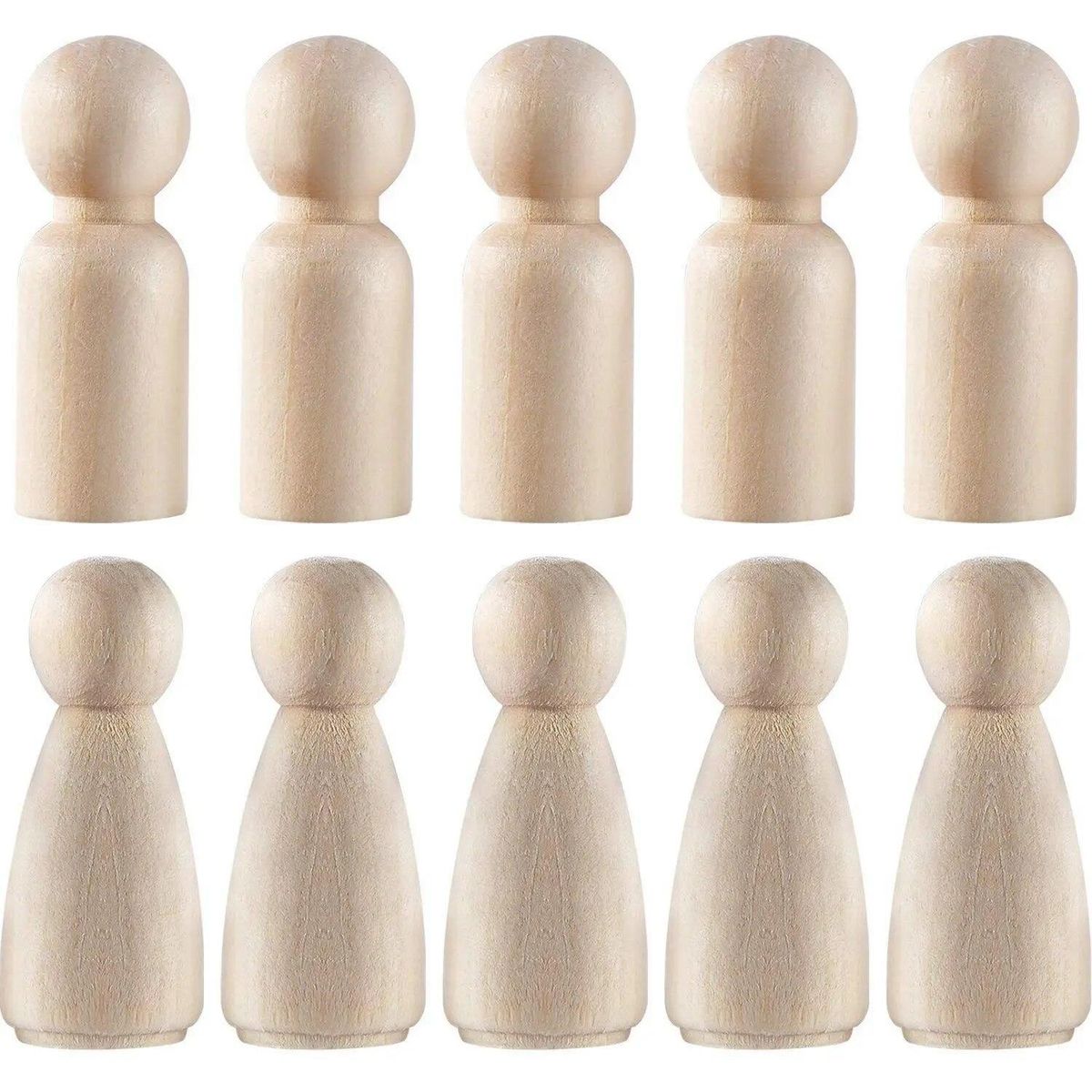 Hot Sale 10 Pieces 65 mm Unfinished Wooden Peg Dolls Wooden Tiny Doll Bodies People Decorations,Wood Color