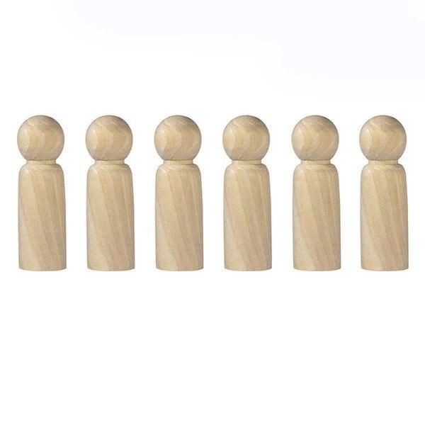 Hot Sale 10 Pieces 65 mm Unfinished Wooden Peg Dolls Wooden Tiny Doll Bodies People Decorations,Wood Color