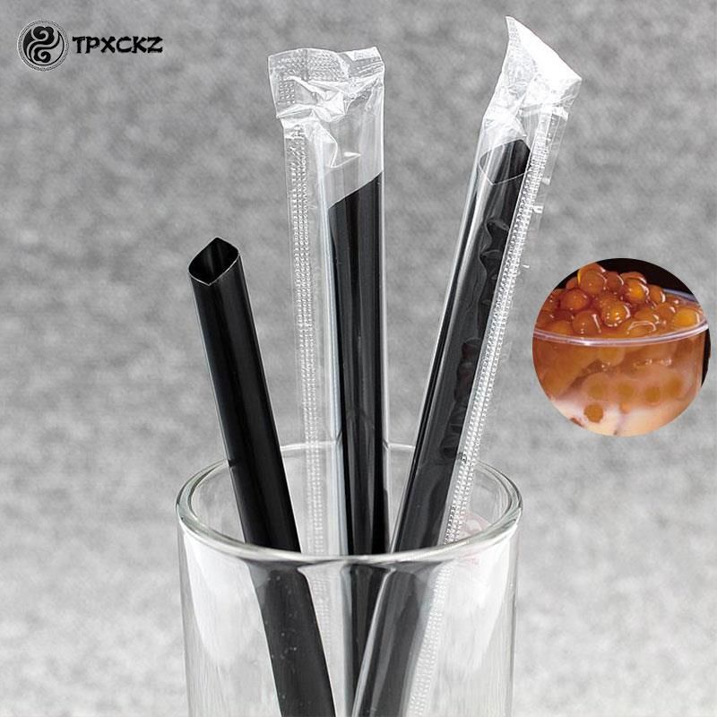 100pcs Plastic Straws Milkshake Wide Disposable Bubble Tea