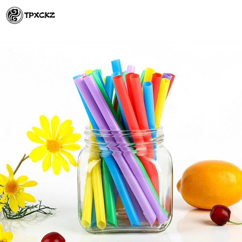 100pcs Plastic Straws Milkshake Wide Disposable Bubble Tea