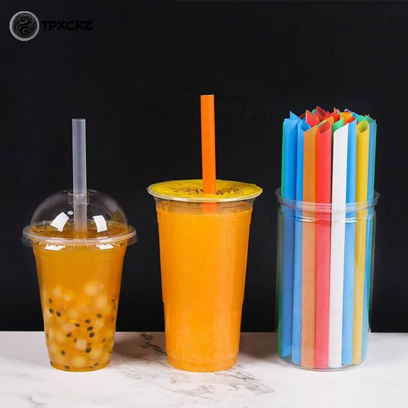 100pcs Plastic Straws Milkshake Wide Disposable Bubble Tea