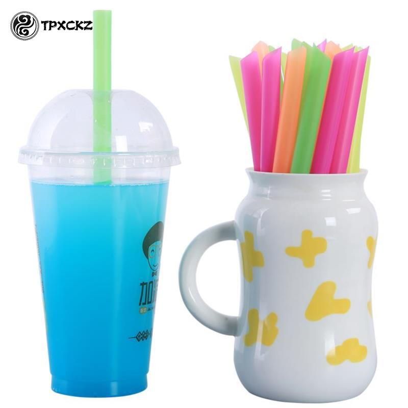 100pcs Plastic Straws Milkshake Wide Disposable Bubble Tea