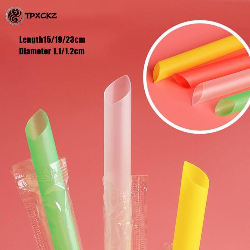 100pcs Plastic Straws Milkshake Wide Disposable Bubble Tea