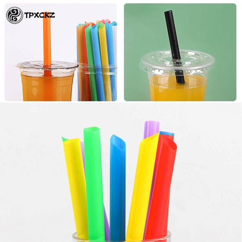 100pcs Plastic Straws Milkshake Wide Disposable Bubble Tea