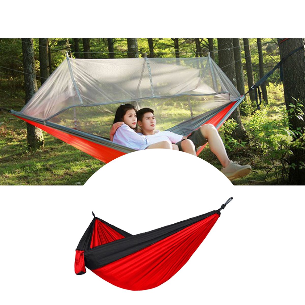 Double Camping Hammock With Tree Straps, Lightweight Red