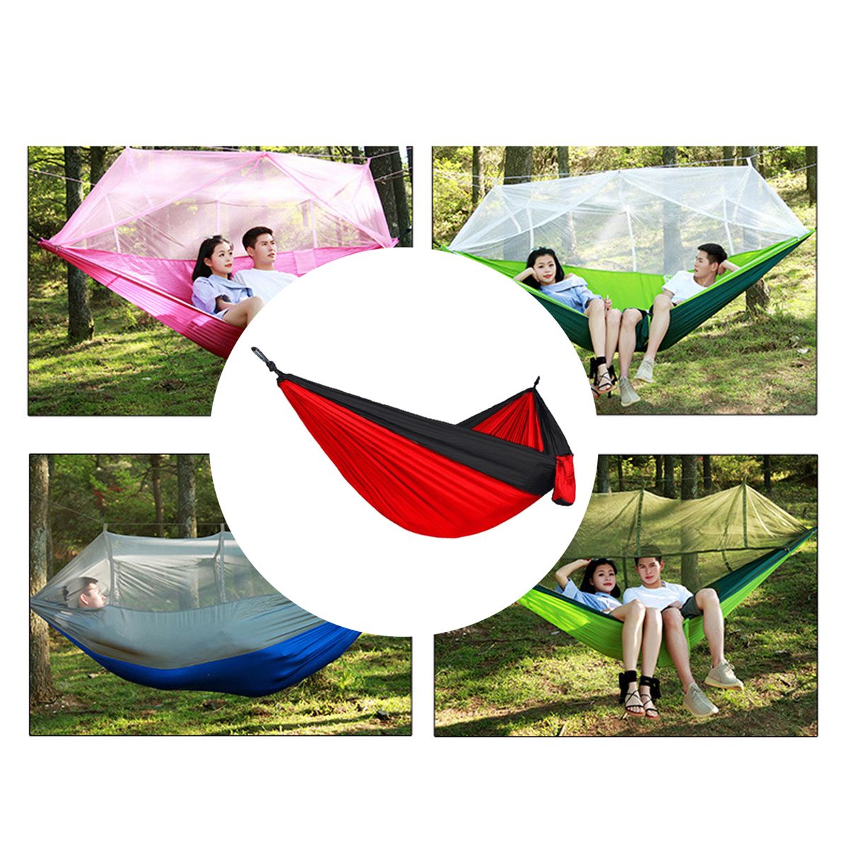 Double Camping Hammock With Tree Straps, Lightweight Red