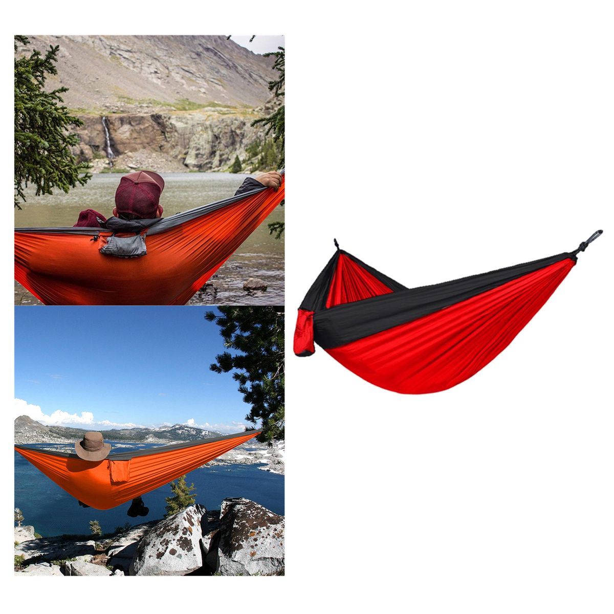 Double Camping Hammock With Tree Straps, Lightweight Red