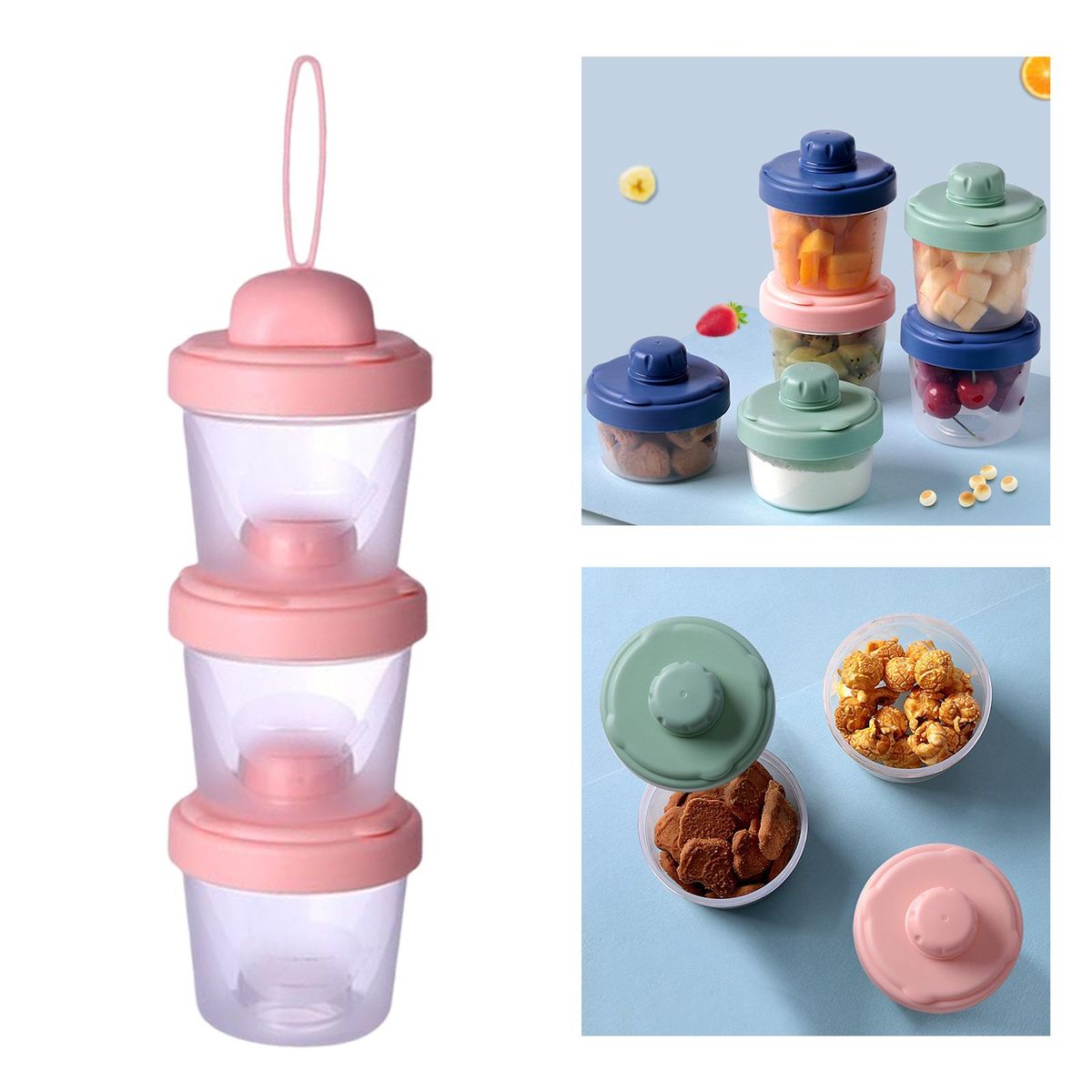 Baby Milk Formula Dispenser Feeding Carry Case Pink 120ml