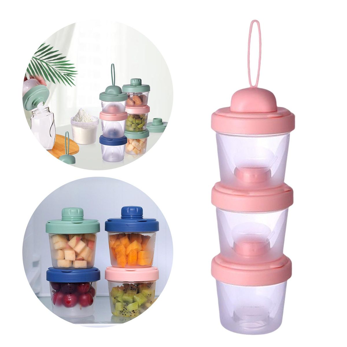 Baby Milk Formula Dispenser Feeding Carry Case Pink 120ml