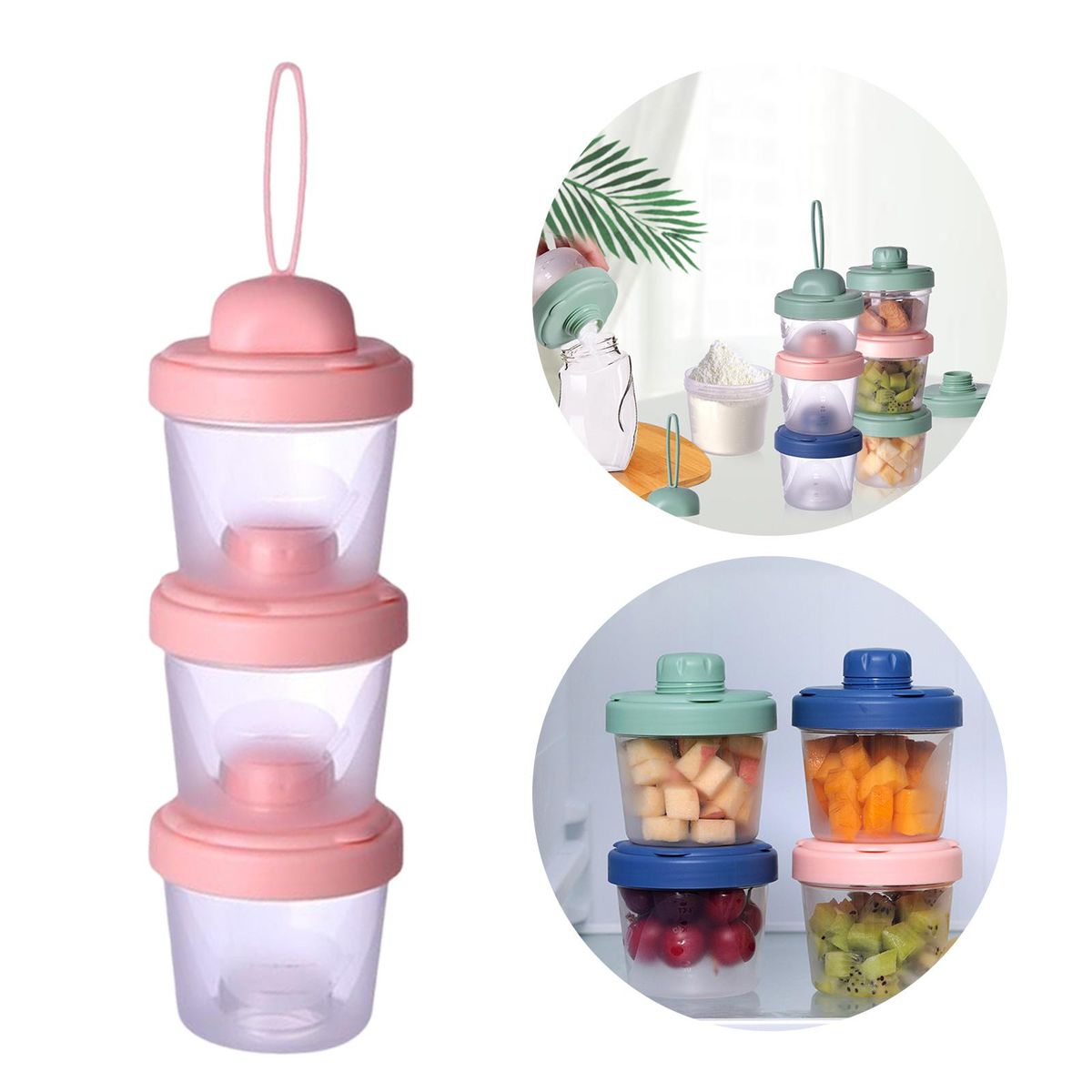 Baby Milk Formula Dispenser Feeding Carry Case Pink 120ml