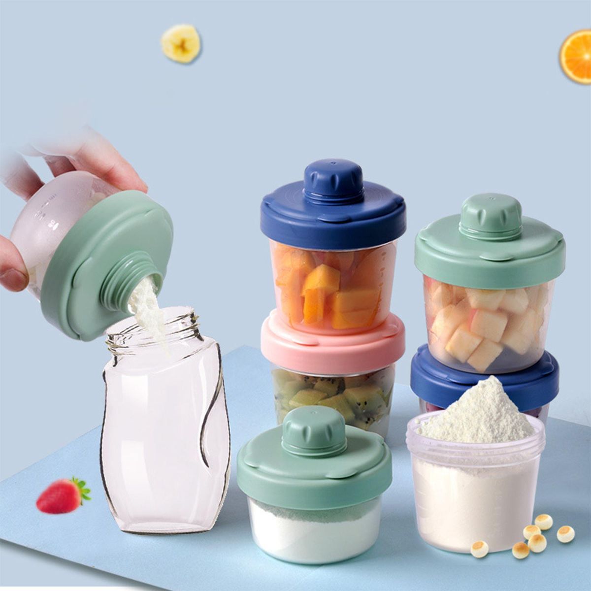 Baby Milk Formula Dispenser Feeding Carry Case Pink 120ml