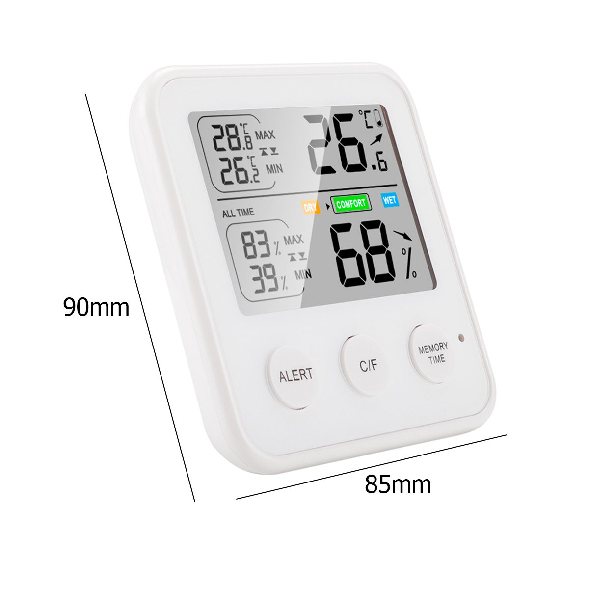 Digital  Hygrometer Indoor Weather Station Room Bedroom Mini  Humidity Monitor-White
