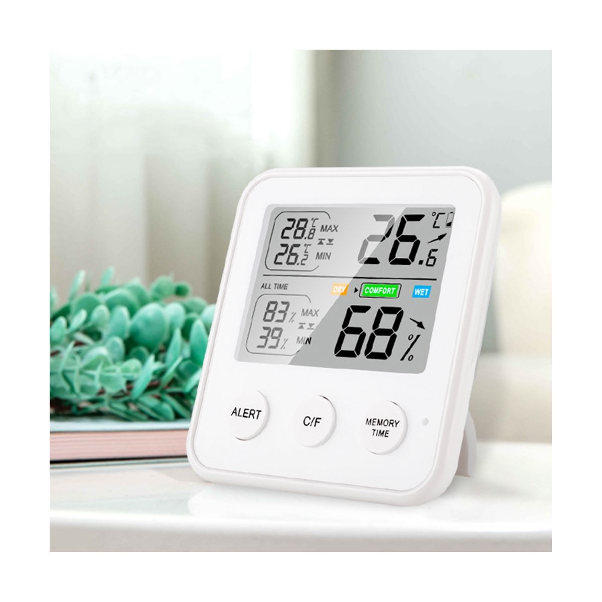 Digital  Hygrometer Indoor Weather Station Room Bedroom Mini  Humidity Monitor-White