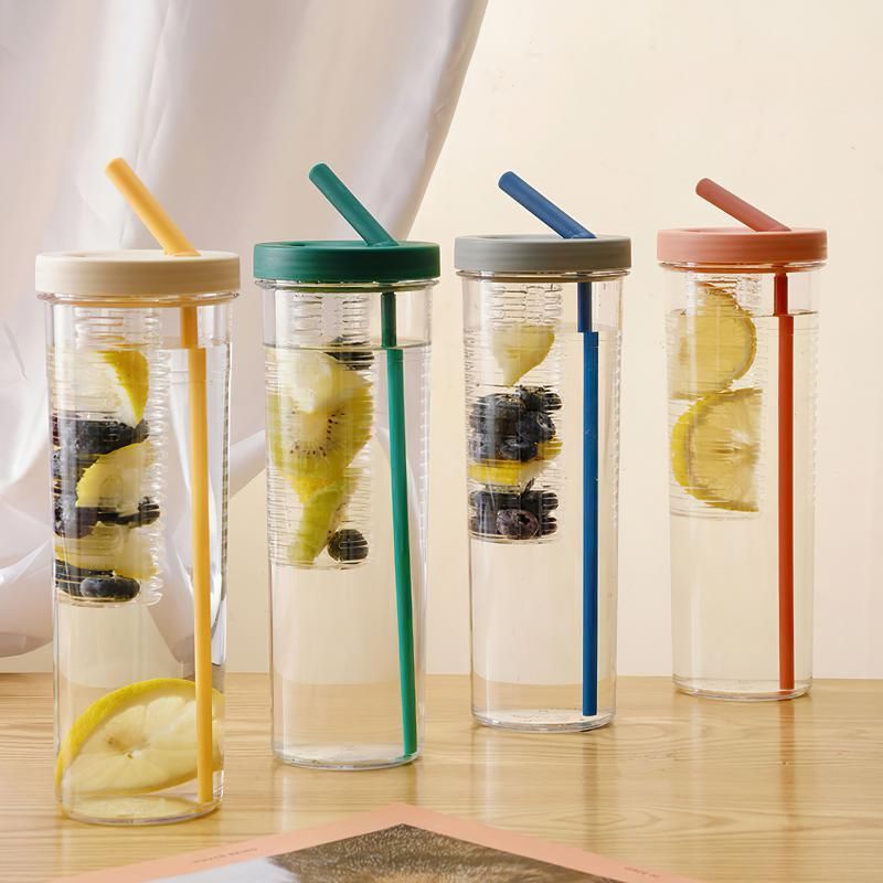 Large Capacity Plastic Straw Water Cup Water Bottle High Value Big Fat Sport Cup