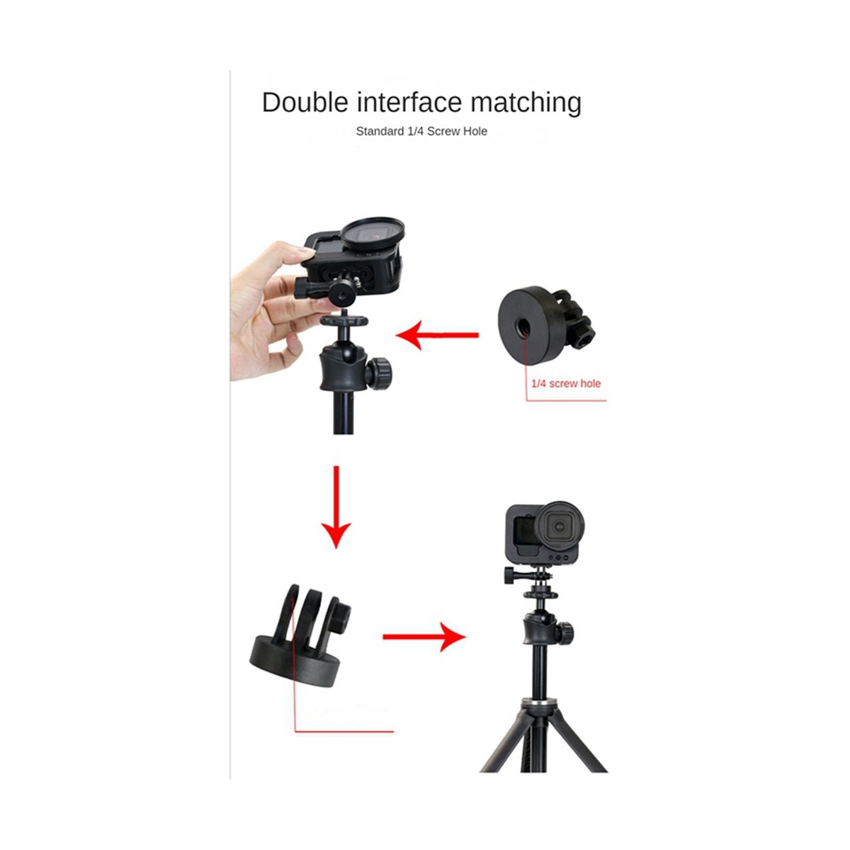 For GoPro Accessories Conversion Base Photography Accessories Portable Action Camera AdapterRed