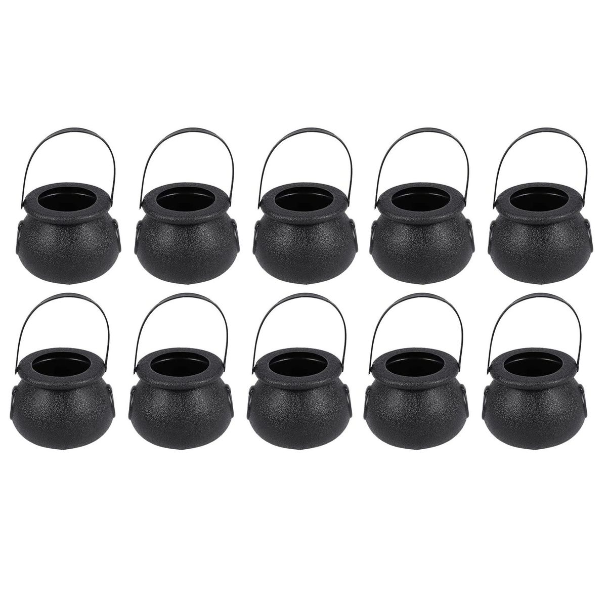 10Pcs Black Cauldron Candy Holder Pot With Handle Halloween