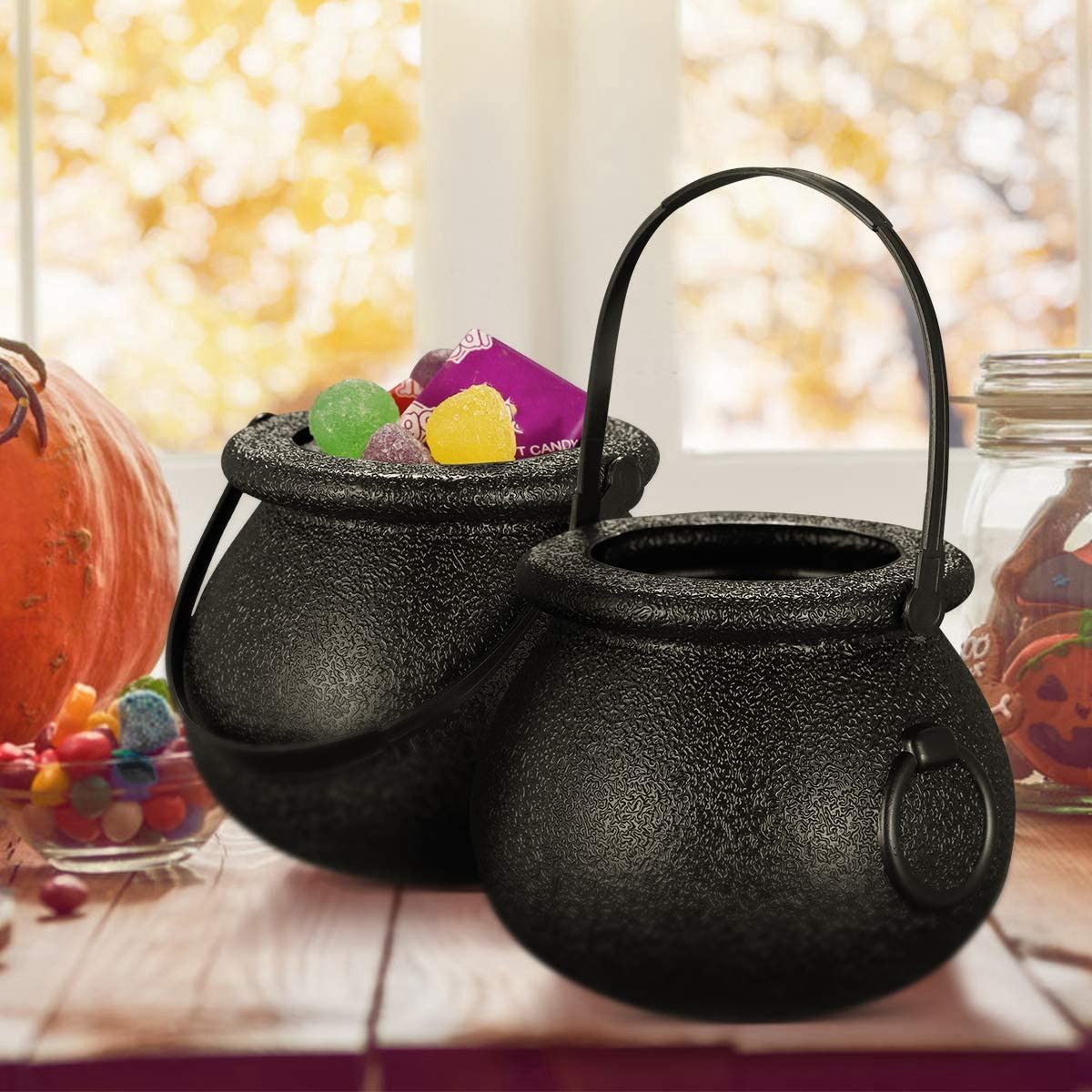 10Pcs Black Cauldron Candy Holder Pot With Handle Halloween