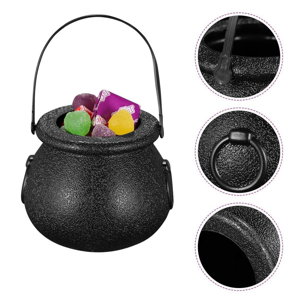10Pcs Black Cauldron Candy Holder Pot With Handle Halloween
