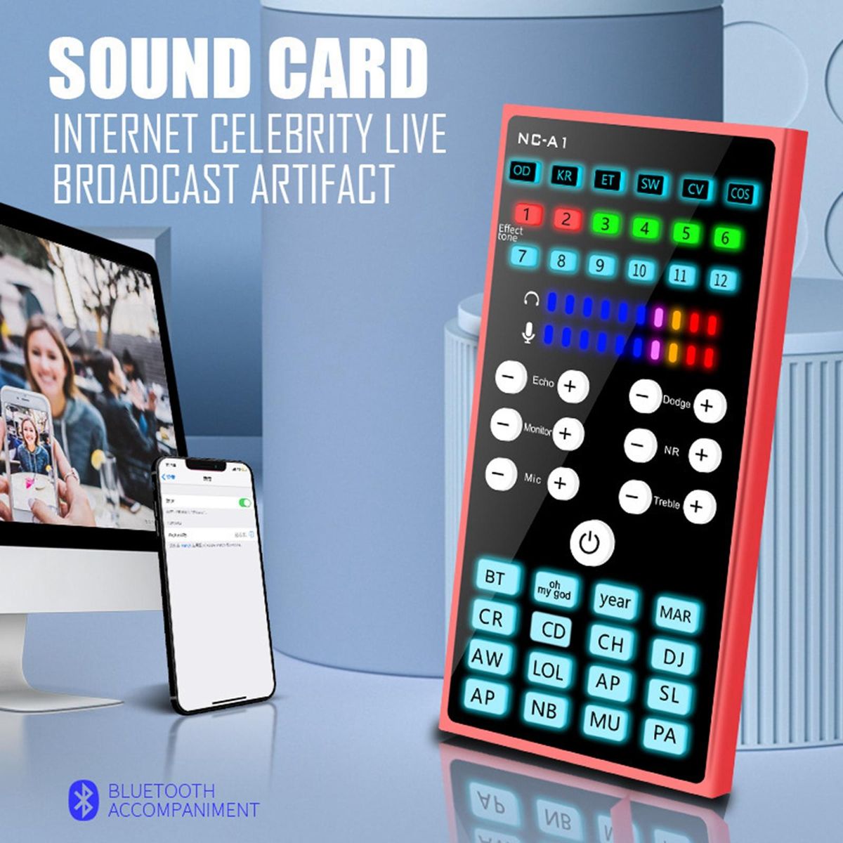 Professional Voice Changer Audio Mixer Bluetooth 5.0 For Singing
