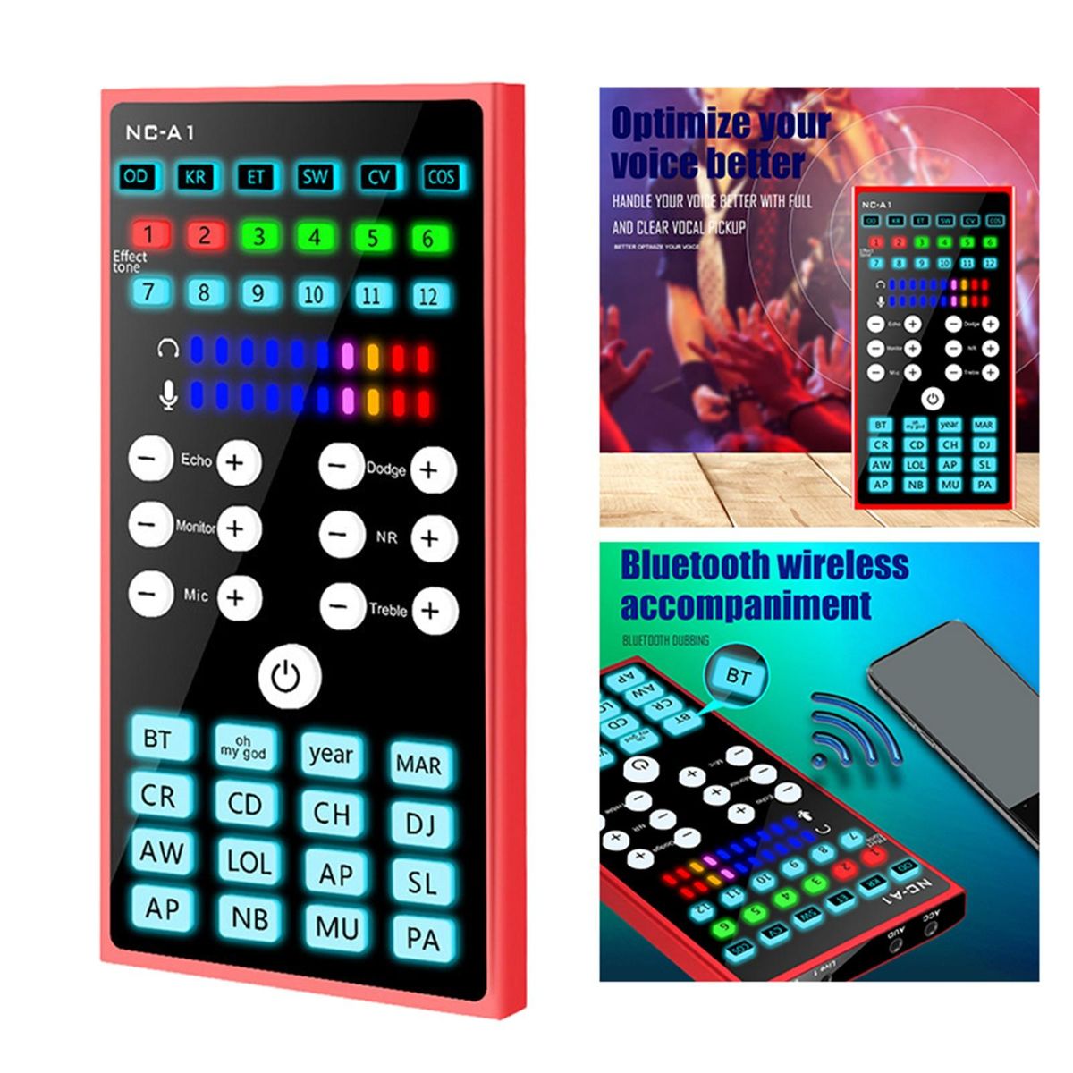 Professional Voice Changer Audio Mixer Bluetooth 5.0 For Singing