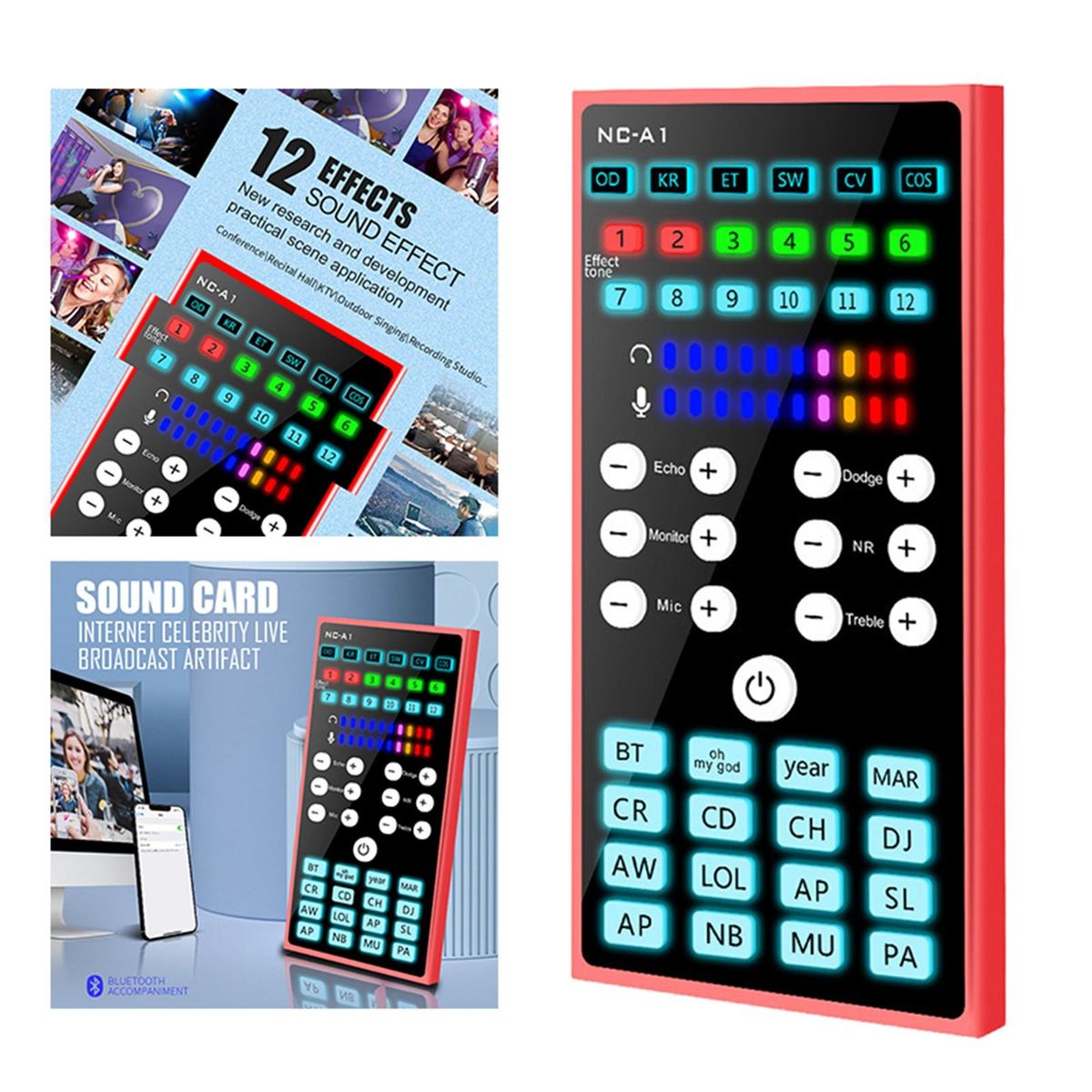 Professional Voice Changer Audio Mixer Bluetooth 5.0 For Singing