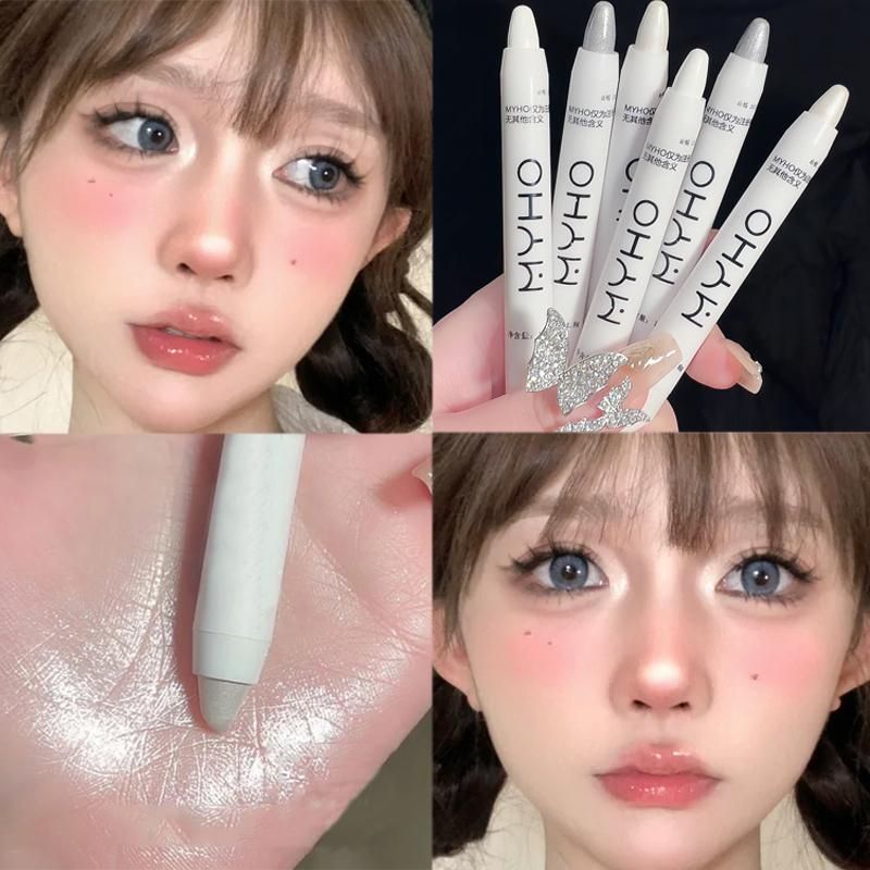 Glitter Highlighter Pen Waterproof Matte White Sliver Brighten Eyeshadow Makeup