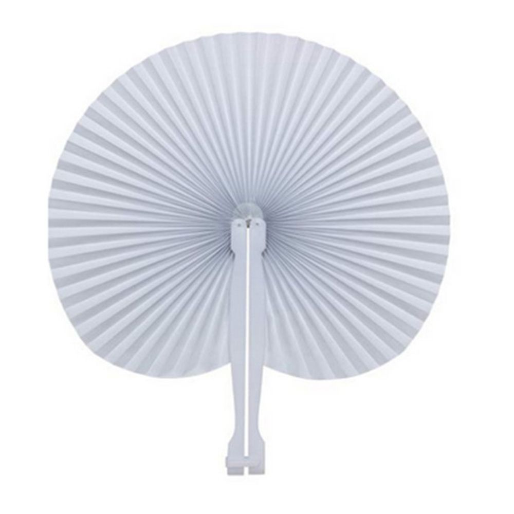 Party 1Pc Ceremony Fan Plastic Round Folding Supplies Fan White Paper Handle Decor Home Heart-shaped Wedding Birthday Wedding