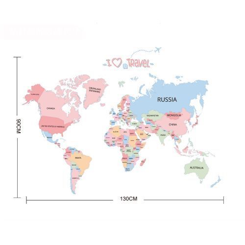 Diy Decorative World Map Wall Decal Home Sticker